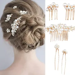『特価』 パール 花柄 フラワー ヘアコーム ヘアピン 髪飾り 5本セット ピン お団子 和装 ウェディング ヘアアクセサリー 結婚式 卒業式 発表会 成人式 ゴールド シルバー レディース 髪留め (シルバー5本セット)