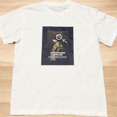 着物女性と亀 バックプリント半袖Tシャツ M 白 カメオリジナルプリントTシャツ