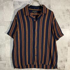BANANA REPUBLIC バナナリパブリック 半袖 オープンカラー ストライプシャツ コットン, リヨセル マルチカラー L