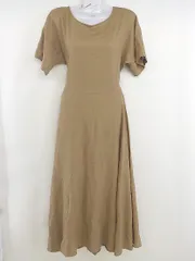 ◇ titivate ティティベイト リネン混 デザイン 半袖 ロング ワンピース サイズM キャメル レディース  【中古】 【1207040000710】