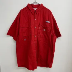 Columbia PFG フィッシングシャツ 半袖 オレンジレッド ビッグサイズ【メンズXL】
