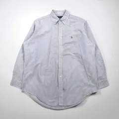 Ralph Lauren 90年代 オックスフォード ボタンダウンシャツ XL ブルー ホワイト ストライプ スモールポニー刺繍