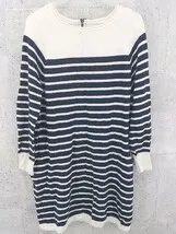 ◇ green label relaxing UNITED ARROWS ボーダー 長袖 膝丈 ニット ワンピース ネイビー アイボリー *  【1002799502344】