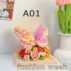 蝶と花の立体オブジェ    積木  誕生日プレゼント 母の日 友達　おしゃれ　装飾