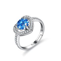 【色: ブルー】Bellitia Jewelry リング ハート スイスブルート