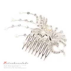 髪飾り 成人式 振袖 袴 花 浴衣 夏祭り 花火大会 和風 キラキラ パール ラインストーン シルバー おしゃれ かわいい かんざし No.9-4331