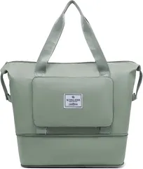 大容量トートバッグ 【ライトグリーン】手提げ 2way スポーツバッグ ボストンバッグ ジムバック レディース かわいい ユニセックス おしゃれ 拡張可 旅行バッグ 乾湿分離 カジュアル 防水 折りたたみ 軽量 アウトドア 旅行