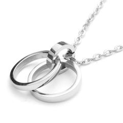 メンズネックレス T107 ダブル リング ネックレスメンズ  YAHANE シルバーネックレス チェーン ネックレス ステンレス レディース 人気