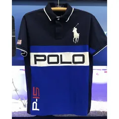 限定 POLO ラルフローレン RALPH LAUREN 半袖 ポロシャツ 襟裏ロゴ セーリング p-15 紺/青