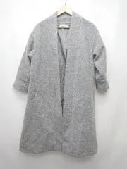 ◇ Bou Jeloud ブージュルード ロング ノーカラー キレイめ 無地 長袖 コート サイズFREE グレー レディース P  【1403110015817】