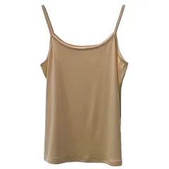 タンクトップ キャミソール レディース インナー 肌着 大きいサイズ ストレッチ さらさら ツルツル とろみ すっきり フィット Uネック 下着 黒 白 茶 緑 rr-004