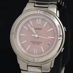 稼動 カシオ ウェーブセプター LWQ-130 電波ソーラー ピンク文字盤 デイト レディース腕時計 OWD 2000000 NSK