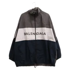 BALENCIAGA (バレンシアガ) 18SS Poplin Shirt 508901 TWB13 ロゴプリントポプリンシャツ トラックジャケット ネイビー/グレーのサムネイル