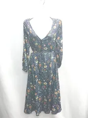 ◇ ◎ apart by lowrys アパートバイ ローリーズ 花柄 長袖 膝下丈 ワンピース サイズF ネイビー系 レディース E  【1410100004751】