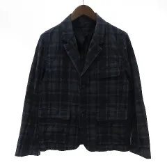 ホワイトマウンテニアリング White Mountaineering テーラードジャケット シングル 2B 背抜き チェック WM1071221 紺 ネイビー グレー  M ■SM1のサムネイル