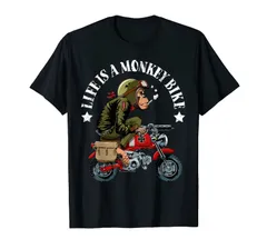 新生活応援SALE モンキーバイクミリタリー漫画デザイン Tシャツ