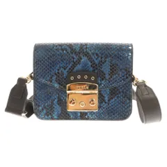 FURLA (フルラ) メトロポリス 型押し パイソン柄 チェーンショルダーバッグ ブルー F-6864-PIのサムネイル