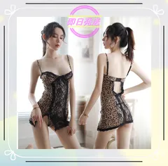 キャミソールワンピース　豹柄　セクシーランジェリー　ベビードール　スリップ風　Tバック付き　フリーサイズ(S～Lサイズ)
