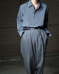 Perry Ellis multi stripe oversized l/s shirt dull color ペリーエリス マルチストライプ くすみカラー オーバーサイズ コットン 長袖シャツ XXL