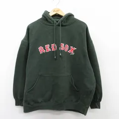 XL/古着 長袖 スウェット パーカー メンズ 00s MLB ボストンレッドソックス 大きいサイズ 濃緑 グリーン メジャーリーグ ベースボール 野球
