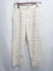 ◇ ⊂ SM2 サマンサ モスモス チェック柄 リネン テーパード パンツ サイズF ベージュ レディース E  【1506180014343】