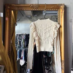 ＠　ZARA ザラ　ニット セーター トップス　ホワイト オフホワイト アイボリー 白 シロ　S　長袖　お呼ばれ　デート　オフィスカジュアル　食事会　可愛い　お出かけ　上品