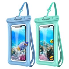 ProCase [2点セット] スマホ防水ケース 、[フロート式]ドライバッグ IPX8認定 完全保護 密封、水中撮影 お風呂 温泉 釣り 海に適用 最大7.0インチ対応：iPhone 14 13 Mini Pro Max・iPhone 12・11