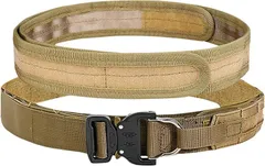 グランローバ タクティカルベルト ファーストライン モール デューティーベルト ガンファイターベルト サバゲーベルト インナーベルト付き コブラバックル 瞬間脱着 クイックリリース ブレない ミリタリー ガンベルト(ブラウン,  M)