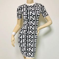 美品★FENDI×MARC JACOBS・フェンディ×マークジェイコブス コラボ レディース ビックロゴジャカード編みデザイン ワンピース（36）