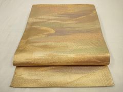 平和屋着物◎六通柄袋帯　ストライプ銀河　金糸　正絹　逸品　AAAV3120sw