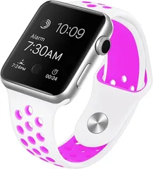 Pellforia アップルウォッチ バンド ベルト シリコン製(白xピンクパープル,  Lサイズ(42/44/45/49ｍｍ))