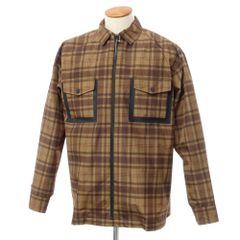 【新品アウトレット】バグッタ Bagutta ポリエステル チェック ジップアップ シェルジャケット ベージュxオリーブxダークブラン【サイズM】【メンズ】