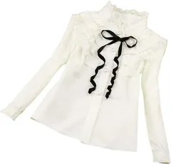 Laquest 子供 フリル ブラウス シャツ 清楚 リボン 入学式 卒業式 フォーマル ジュニア 女の子( ホワイト,  170(160-165cm))