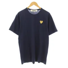 プレイコムデギャルソン PLAY COMME des GARCONS AD2019/12 Tシャツ カットソー 半袖 クルーネック ゴールドカラーハート 刺繍 XL 紺 ネイビー AZ-T216 /KU