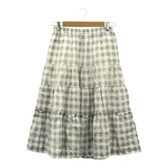 TRICOT　COMME　DES　GARCONS　トリコ　コムデギャルソン　AD2008　TC-S043　リネン　フレアロングスカート　ミディアムスカート　チェック柄　グレー/ホワイト