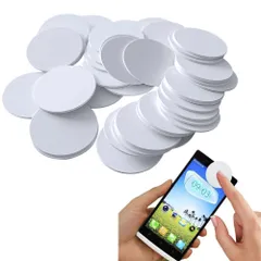 【新着商品】Amiibo対応用 カード ショートカットアプリ対応 円形チップ 空 プログラム可能 504バイト完全 30枚セット 直径25mm 円形 NFCコイン コイン型カード ホワイト NTAG215 シールタイプ NFCタグ