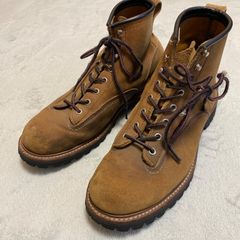 【RED WING】レッドウィング　ラインマンブーツ　レア　希少　ボディー状態良好　ソール状態良好　スエード　本革　キャメル　ビブラムソール　紐交換必要