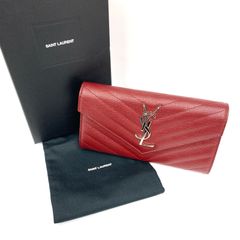 Saint Laurent レッド 長財布 YSLロゴ - メルカリ