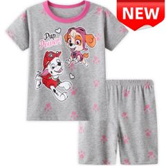 ✨新品✨キッズパジャマ PAW PATROL パウパトロール スカイ マーシャル 女の子 部屋着 ルームウェア 半袖 グレー 肌触り良い 100cm 110cm 120cm 130cm 140cm 春夏秋 コットン 綿 プレゼント 贈り物 子供パジャマ