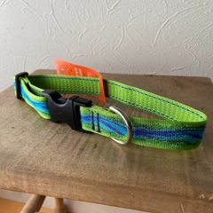 ブルーリバー柄　ワンタッチ首輪　25mm幅　大型犬向け　アメリカ製　アメリカ直輸入　LUPINE ルパイン　軽量　丈夫Flowerタートルリーフ