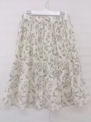 ◇ GLACIER グラシア 総柄 ウエストゴム 膝丈 ギャザー スカート サイズM アイボリー系 ブラック レディース P  【中古】 【1212060001562】