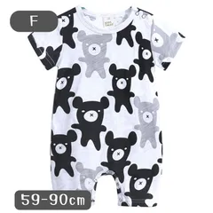 送料無料 Fタイプ 半袖 5分丈 イラスト柄 ロンパース やわらか素材 韓国子供服 おしゃれ 乳幼児 キッズ ベビー服 59cm 60cm 66cm 70cm 73cm 80cm 90cm