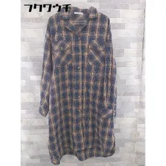 ◇ ◎ continuer de NICE CLAUP ベルト付き 長袖 膝下丈 ワンピース サイズF ネイビー ベージュ ブラウン レディース 【1104150002231】