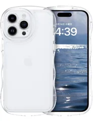 ★GUAGUA iPhone14Pro ケース クリア ウェーブ いphone 14Pro ソフト TPU 純透明 ケース うねうね 人気 バンパー 耐衝撃 超軽量 薄型 アクスタが入る スマホケース iPhone14Pro ストラップホール付き