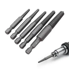 【在庫処分】ネジ抽出器セット 逆タップセット なめたネジ外し 折れたボルトに 破損したネジの除去 逆タップ ハンド ツール大工 ビス頭抜く専用工具 5本