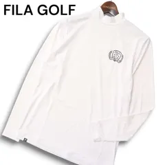 【新品 未使用】 FILA GOLF フィラ ゴルフ 通年 ロゴ ストレッチ モックネック 長袖 シャツ Sz.L メンズ 白
