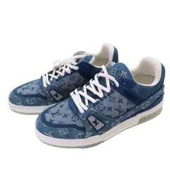 ≪値下げ≫【中古】LOUIS VUITTON ルイヴィトン LVトレーナーライン ブルー デニムローカットスニーカー モノグラム サイズ約26cm メンズ A2400251【無料ギフトラッピング承ります】