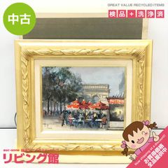 ss7299 額装 クロード がいせん門近くのカフェ 油彩画 F3 直筆サイン