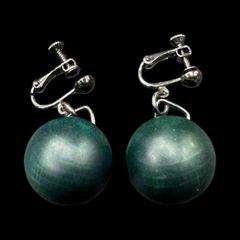 【アンティーク】Green Marble Style Wodden Earrings