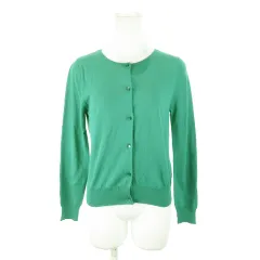 ナチュラルビューティーベーシック NATURAL BEAUTY BASIC カーディガン ニット ラウンドネック 長袖 デザインボタン きらきら さっくり M 緑 グリーン /AH11 ☆